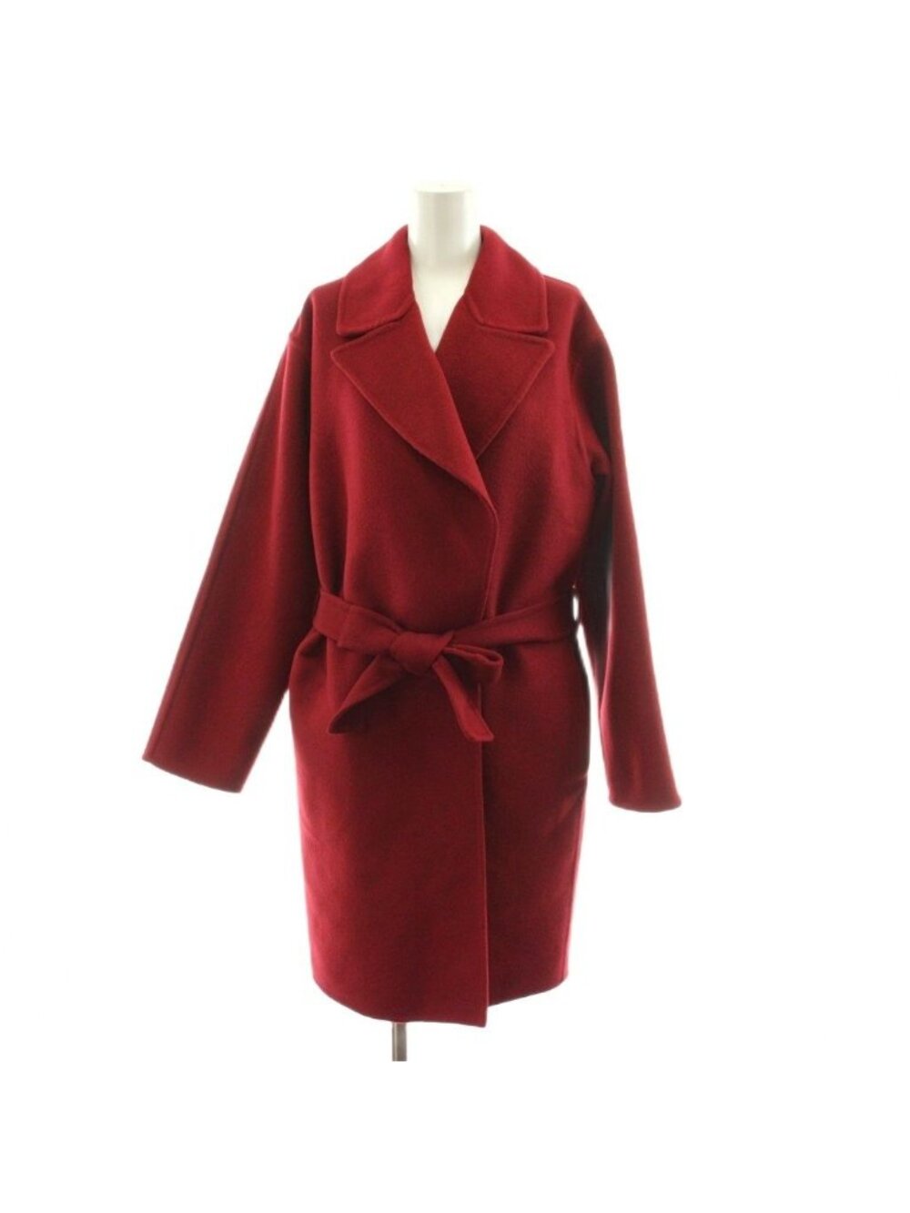 Gucci Wool Coat Long Topper Angora Blend with Belt 38 Red